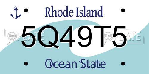 5Q49T5 Rhode Island License Plate