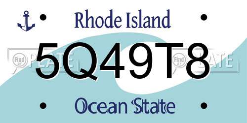 5Q49T8 Rhode Island License Plate