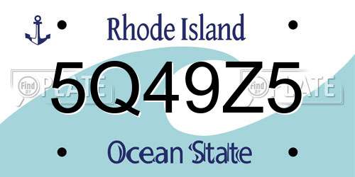 5Q49Z5 Rhode Island License Plate