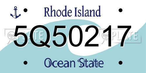 5Q50217 Rhode Island License Plate