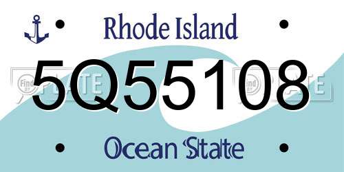 5Q55108 Rhode Island License Plate