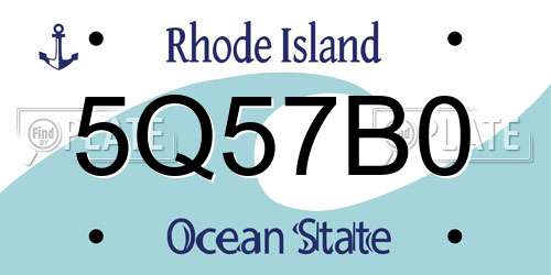 5Q57B0 Rhode Island License Plate