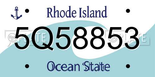 5Q58853 Rhode Island License Plate