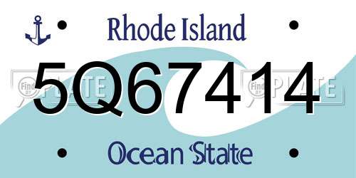 5Q67414 Rhode Island License Plate