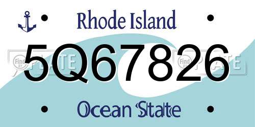 5Q67826 Rhode Island License Plate