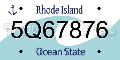 5Q67876 Rhode Island License Plate
