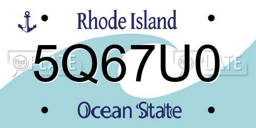 5Q67U0 Rhode Island License Plate