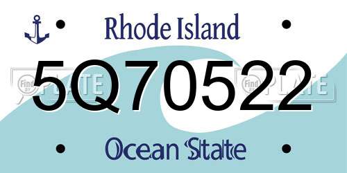 5Q70522 Rhode Island License Plate