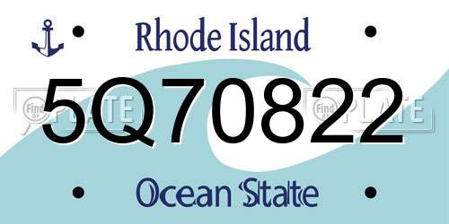 5Q70822 Rhode Island License Plate