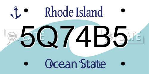 5Q74B5 Rhode Island License Plate