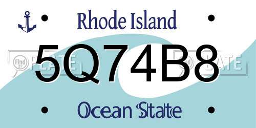 5Q74B8 Rhode Island License Plate