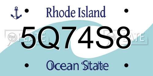 5Q74S8 Rhode Island License Plate