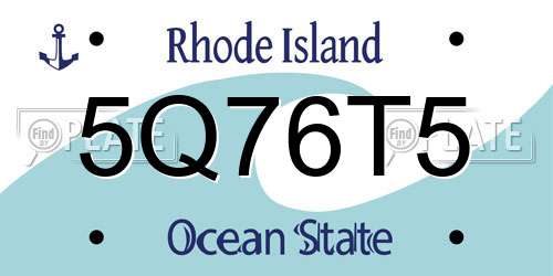5Q76T5 Rhode Island License Plate