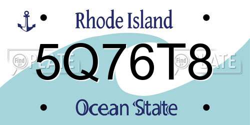 5Q76T8 Rhode Island License Plate