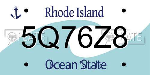 5Q76Z8 Rhode Island License Plate