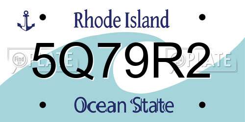5Q79R2 Rhode Island License Plate
