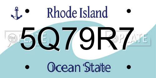 5Q79R7 Rhode Island License Plate