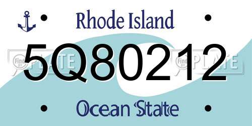 5Q80212 Rhode Island License Plate