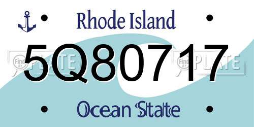 5Q80717 Rhode Island License Plate