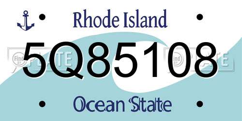 5Q85108 Rhode Island License Plate