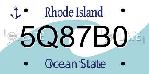 5Q87B0 Rhode Island License Plate