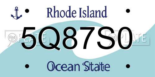 5Q87S0 Rhode Island License Plate