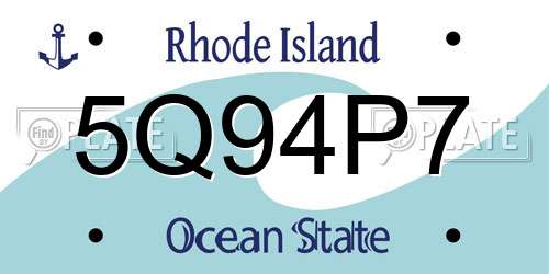 5Q94P7 Rhode Island License Plate
