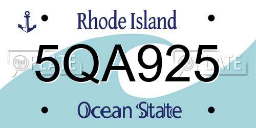 5QA925 Rhode Island License Plate