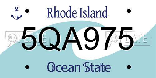 5QA975 Rhode Island License Plate
