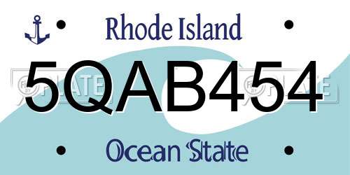 5QAB454 Rhode Island License Plate