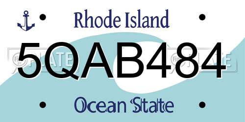 5QAB484 Rhode Island License Plate