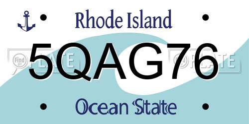 5QAG76 Rhode Island License Plate
