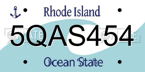 5QAS454 Rhode Island License Plate