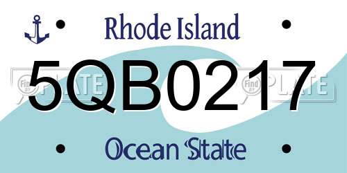 5QB0217 Rhode Island License Plate