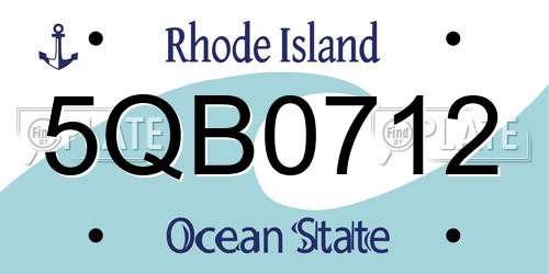 5QB0712 Rhode Island License Plate