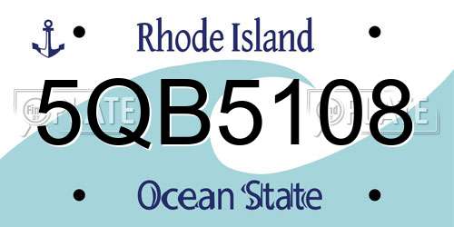 5QB5108 Rhode Island License Plate