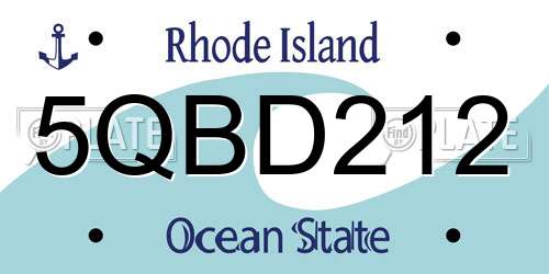 5QBD212 Rhode Island License Plate