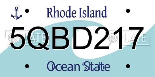 5QBD217 Rhode Island License Plate