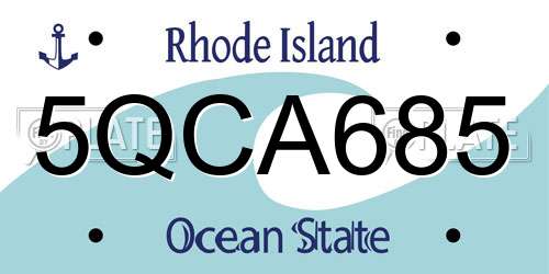 5QCA685 Rhode Island License Plate
