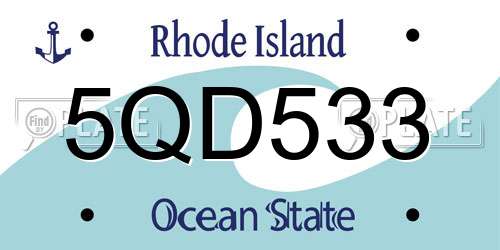 5QD533 Rhode Island License Plate