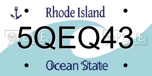 5QEQ43 Rhode Island License Plate