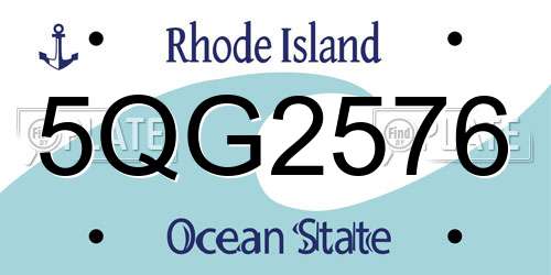 5QG2576 Rhode Island License Plate