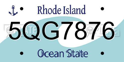 5QG7876 Rhode Island License Plate