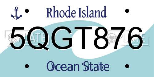 5QGT876 Rhode Island License Plate