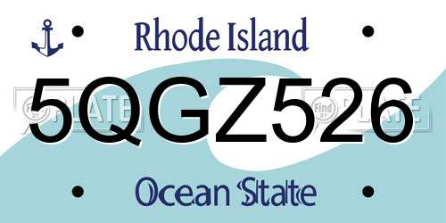 5QGZ526 Rhode Island License Plate
