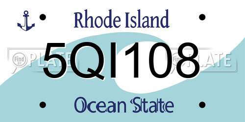 5QI108 Rhode Island License Plate