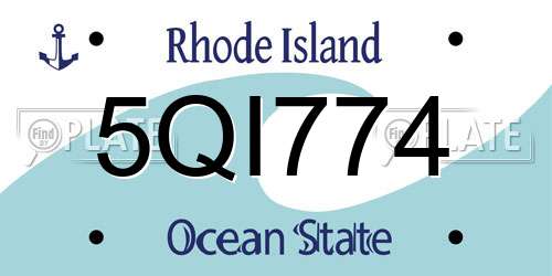 5QI774 Rhode Island License Plate