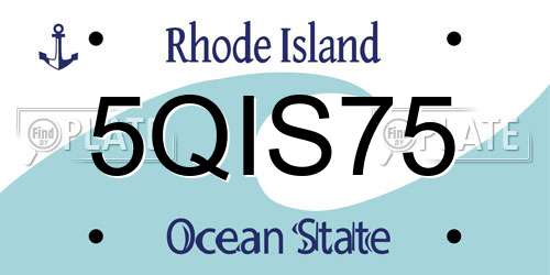 5QIS75 Rhode Island License Plate