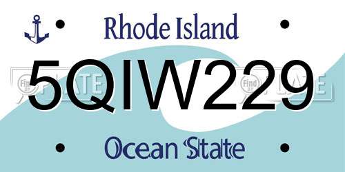 5QIW229 Rhode Island License Plate
