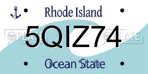 5QIZ74 Rhode Island License Plate